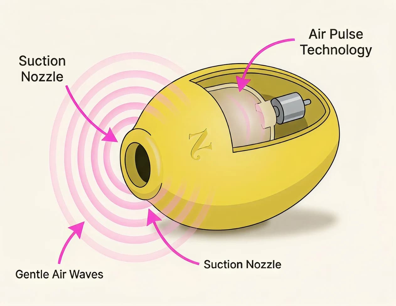 How Lem's air-pulse nozzle creates a sealed chamber over the clitoris